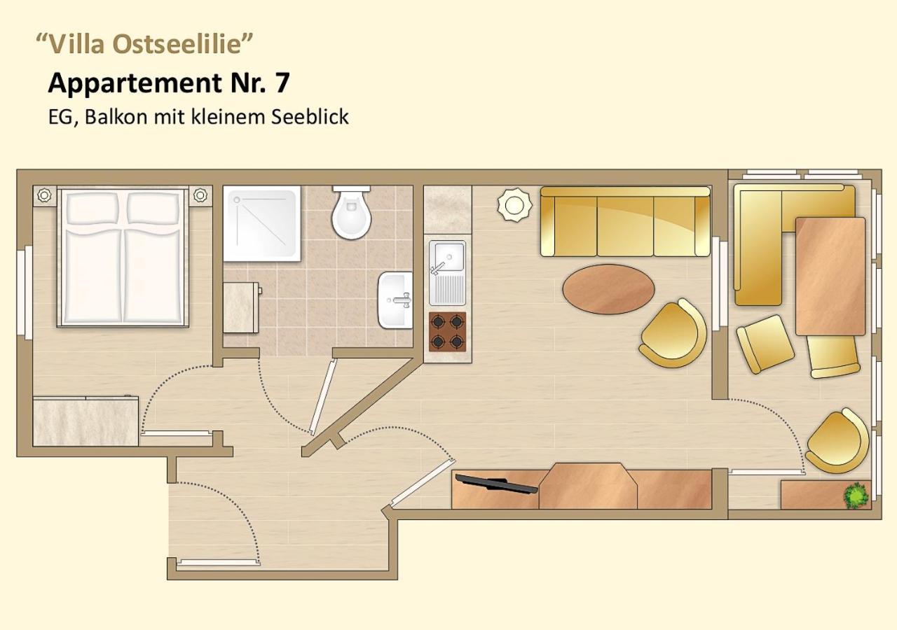 Villa Ostseelilie - Appartements Mit Balkon Und Meerblick Sassnitz Quarto foto