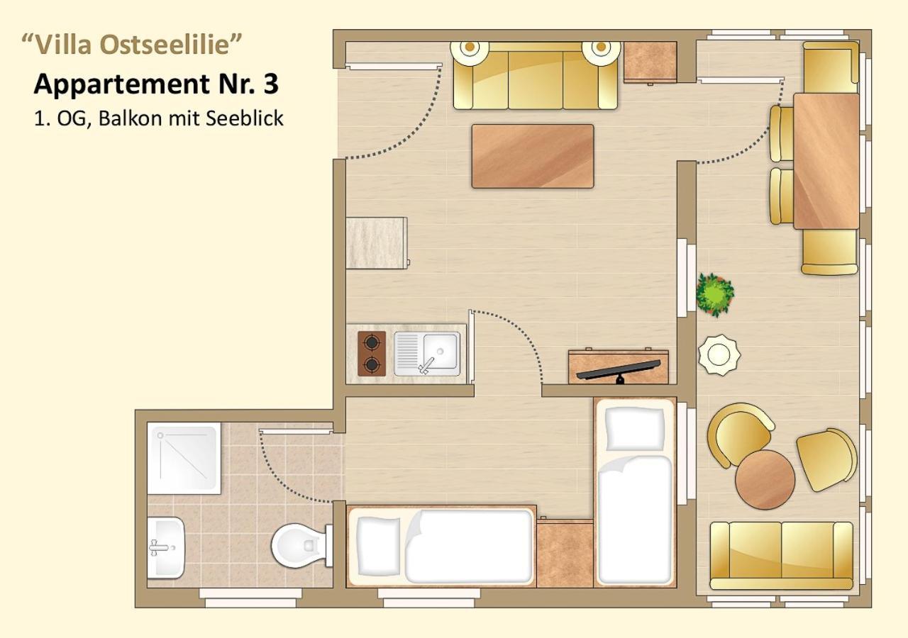 Villa Ostseelilie - Appartements Mit Balkon Und Meerblick Sassnitz Quarto foto