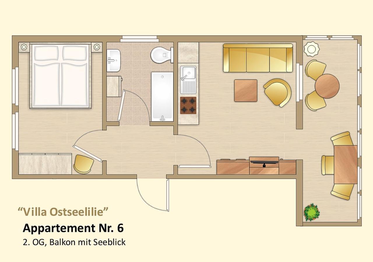 Villa Ostseelilie - Appartements Mit Balkon Und Meerblick Sassnitz Quarto foto