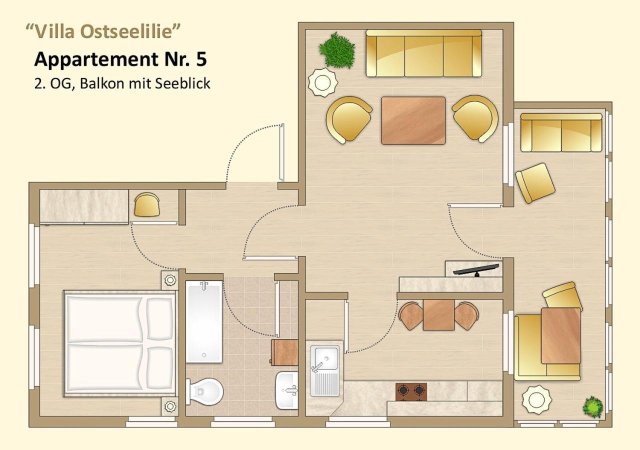 Villa Ostseelilie - Appartements Mit Balkon Und Meerblick Sassnitz Quarto foto