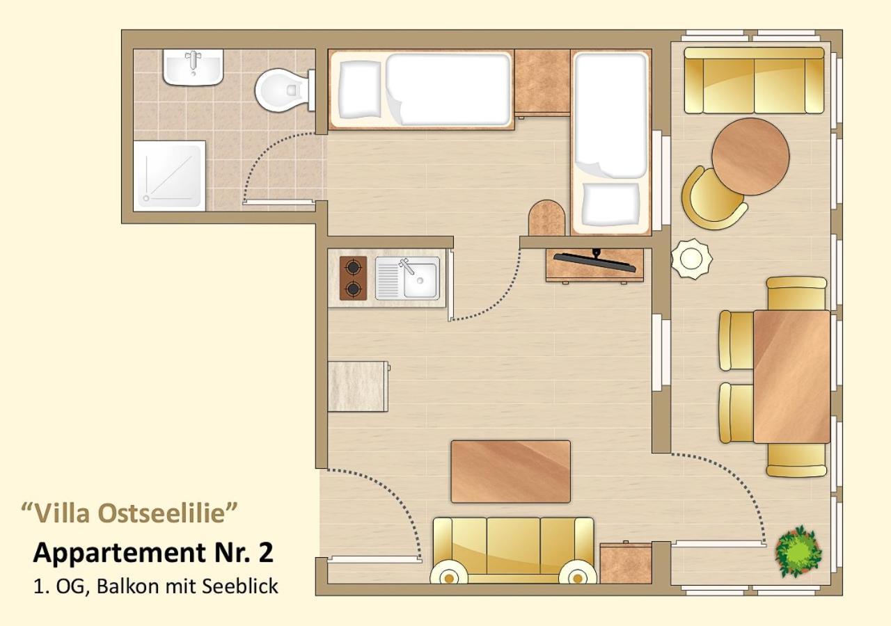 Villa Ostseelilie - Appartements Mit Balkon Und Meerblick Sassnitz Quarto foto